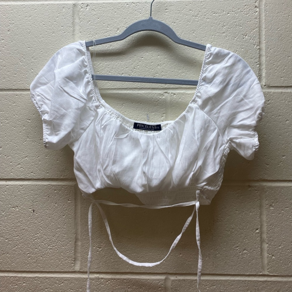 White Cropped Blouse size Small